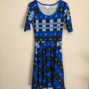 Lularoe Striped Blue and Black Nicole Dress